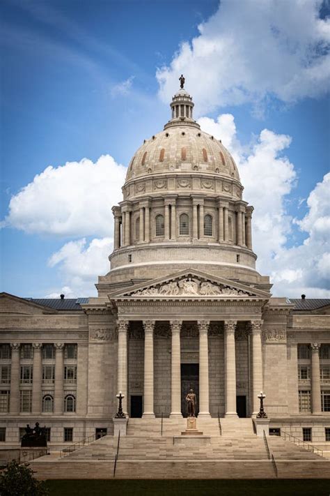 Vertical Of The Mesmerizing Missouri State Capital Building With A