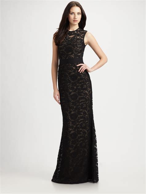 You'll receive email and feed alerts when new items arrive. ML Monique Lhuillier Lace Gown in Black - Lyst
