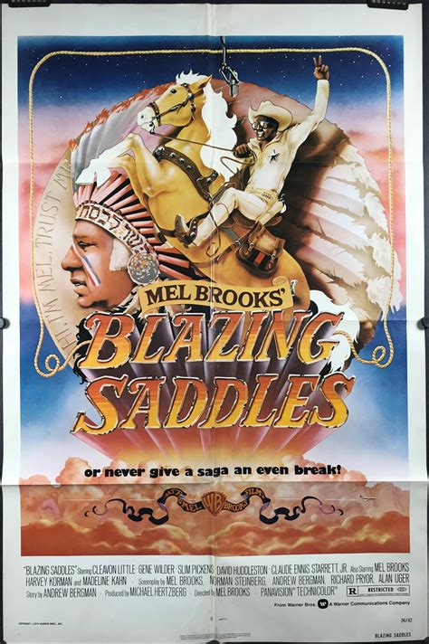 Blazing Saddles Original Vintage Mel Brooks Western Comedy Movie Poster Original Vintage