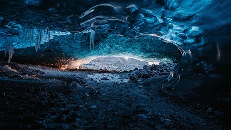 Cave Ice Stones Frozen Glacier 4k Hd Wallpaper