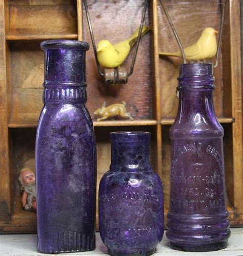 Purple Bottle Lot Amethyst Glass Antique Durkee Salad Etsy Purple Bottle Amethyst Glass