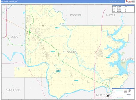 Wagoner County Ok Zip Code Wall Map Basic Style By Marketmaps Mapsales