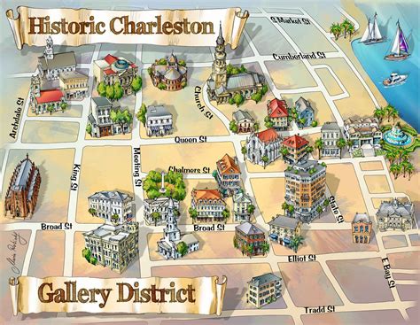 Charleston Gallery District Map Illustration On Behance
