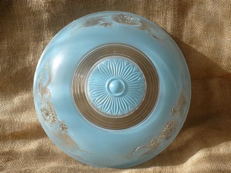 Vintage Blue Ceiling Light Cover Round Blue Glass Ceiling Etsy