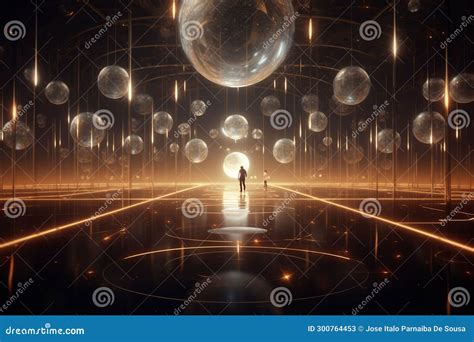 Celestial Bodies Suspended in an Ethereal Dance Stock Illustration