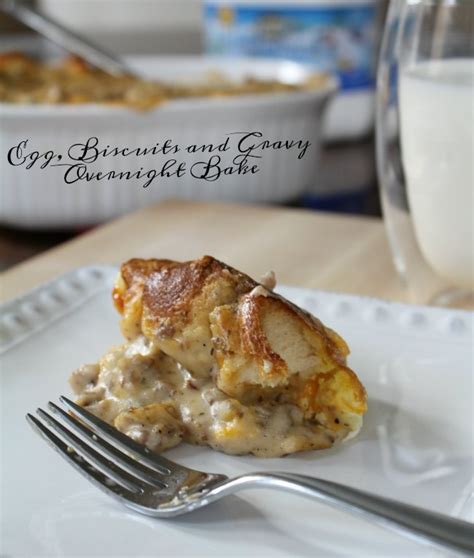 Egg Biscuits And Gravy Casserole Overnight Bake Breakfast Recipes