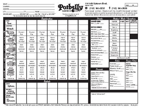 All About Potbelly Fax Order Form Pdf Special Menus And Prices