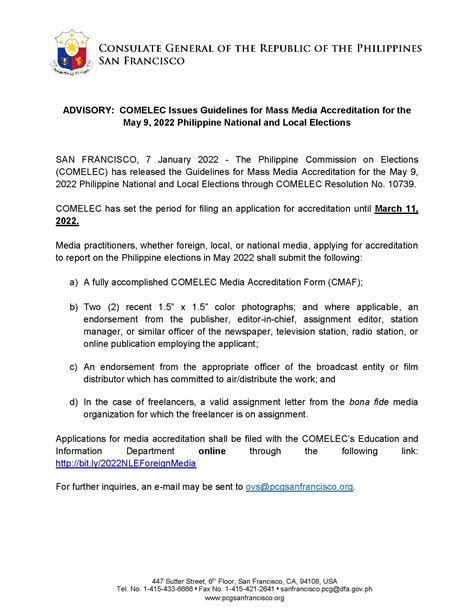 Advisory Comelec Issues Guidelines For Mass Media Accreditation For
