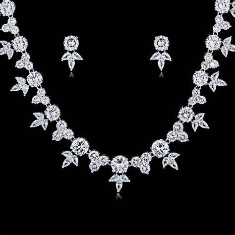 Wedding Cubic Zirconia Necklace And Earring Sets Jj S