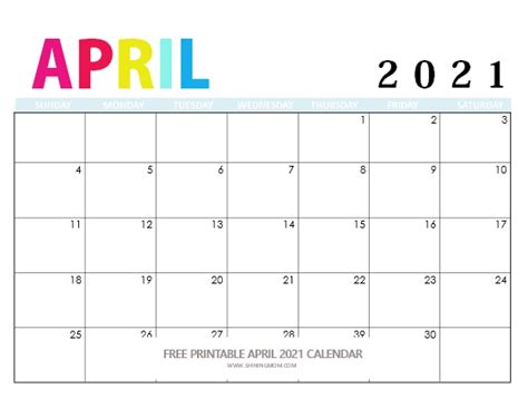 Free Printable April 2021 Calendar 12 Awesome Designs