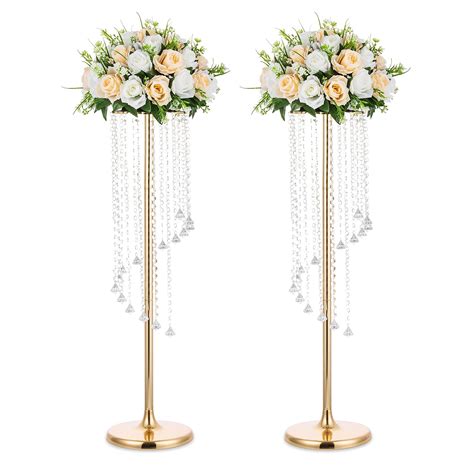 Buy Nuptio Wedding Centerpieces Gold Vases 2 Pcs 90cm Tall Crystal