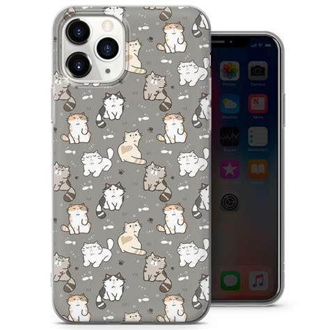 cat phone case cute kitten cover for iphone se 2020 7 8 etsy