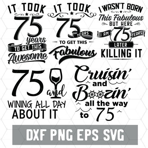Funny 75th Birthday 75 Years Svg Fabulous 75 Year Png Etsy Uk