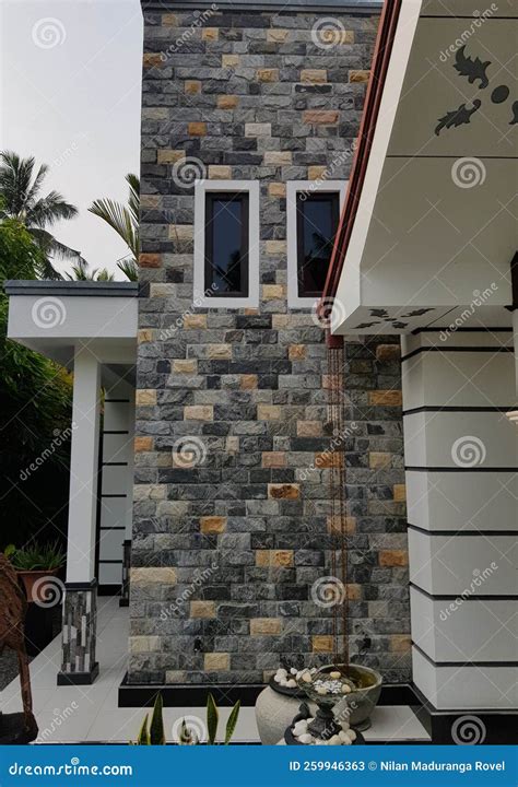 Natural Stone Elevation Tiles Designer Stock Image Image Of Roof