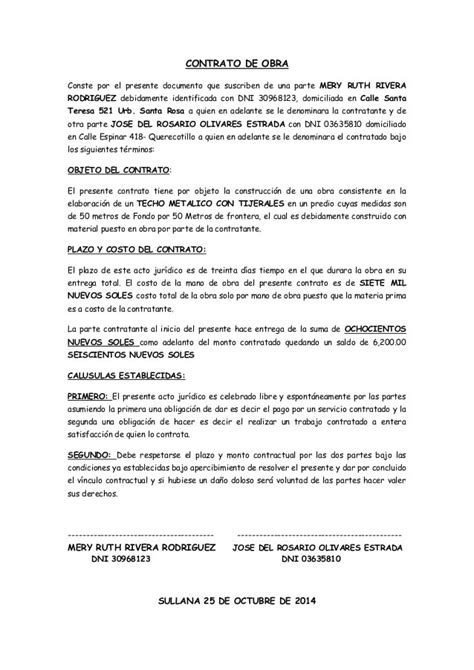 Modelo Contrato De Obra Civil Entre Particulares Colombia Actualizado