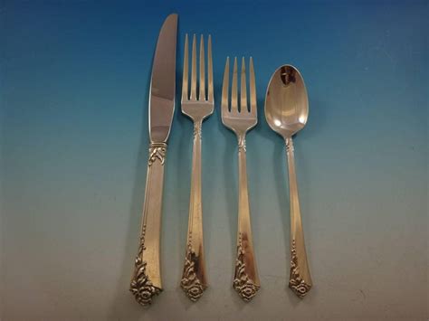 The antique boutique ®, description: Damask Rose by Oneida Sterling Silver Flatware Set for 12 ...