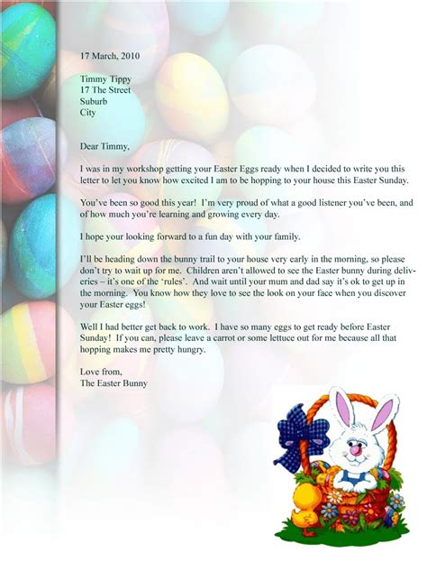 A Letter From Easter Bunny Letter
