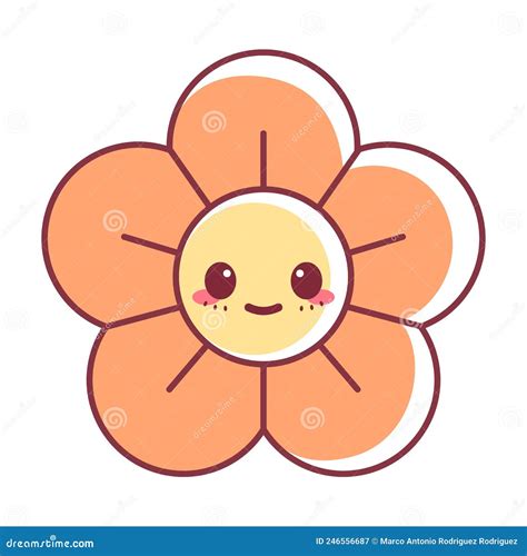 Isolated Happy Flower Cartoon Kawaii Vector Stock Vector Illustration
