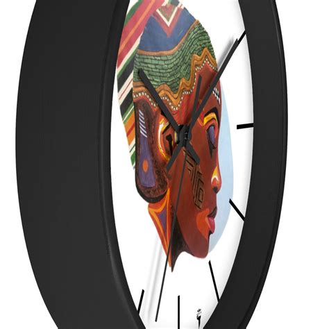 Wall Clock With Original African Inspired Art Shemask Etsy