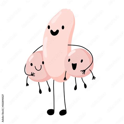 Penis Character Genitals Reproduction In Cartoon Style