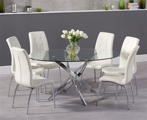 Denver 165cm Oval Glass Dining Table With Calgary Chairs Oak