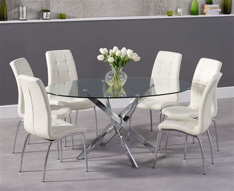 Denver 165cm Oval Glass Dining Table With Calgary Chairs Oval Glass