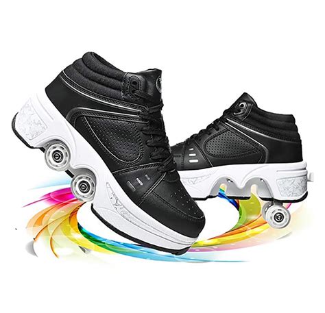 Double Row Deform Wheel Automatic Walking Shoes Invisible Deformation Roller Skate 2 In 1