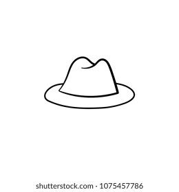 Vector Hand Drawn Fedora Hat Outline Stock Vector Royalty Free