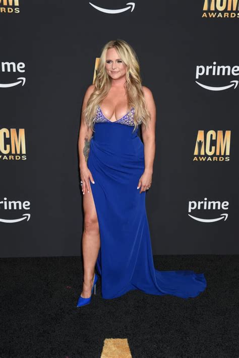 PHOTOS Miranda Lambert Shuts Down The ACM Awards Red Carpet In Plunging Electric Blue Gown