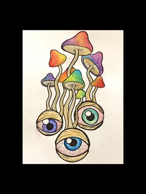 Original Watercolor Trippy Drawings Psychedelic Drawings Hippie Art