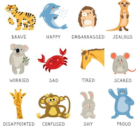 Feelings And Emotions Chart White I Feel Animals Poster Etsy