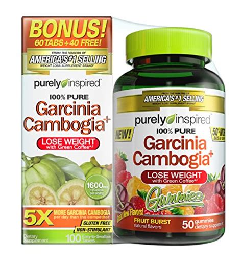 purely inspired garcinia cambogia 50 gummies and 100 tablets dietary cleanse