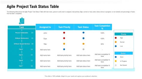 Project Status Table Slide Geeks