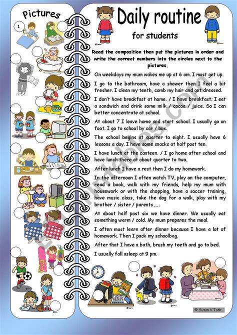 Daily Routines For Students Elementary With Key Esl Worksheet By