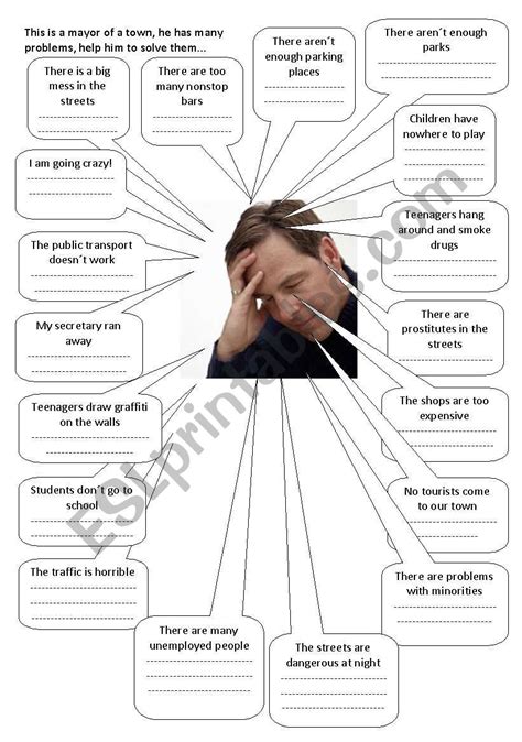 Problem Solving Help The Mayor With His Town Esl Worksheet By Mariana X