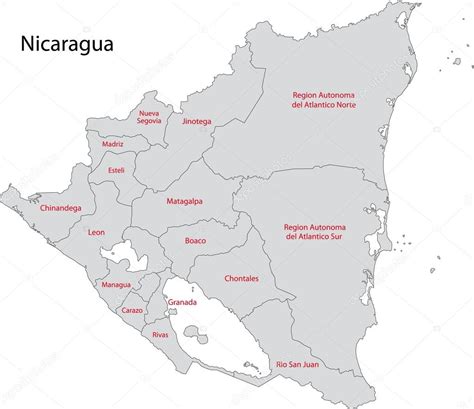 Fotos Del Mapa Politico De Nicaragua Mapa De Nicaragua Gris Vector