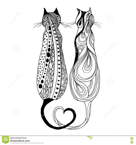 Cute Doodle Cat Vector Hand Drawn Kitten With Decorative