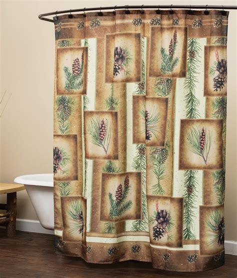 Pinecone Shower Curtain Rustic Shower Curtains Shower Curtain Hooks Lodge Look Black Forest