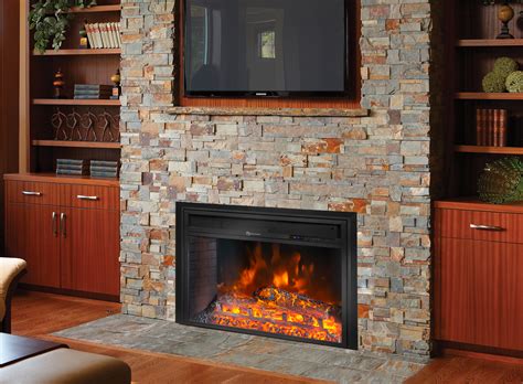 This fireplace insert includes an authentic metal grate that looks and feels just like one used in a wood burning. 26" Black Electric Firebox Fireplace Heater Insert flat ...