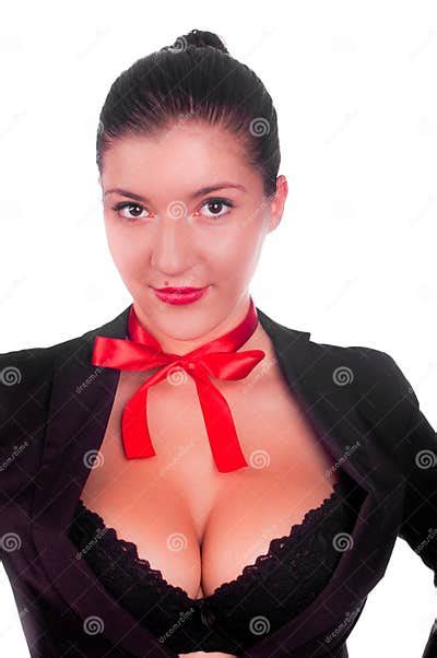 a beautiful girl with a big breast isolated stock image image of decollete lady 17567413