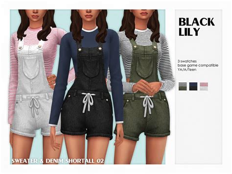 Sweater And Denim Shortall 02 The Sims 4 Catalog