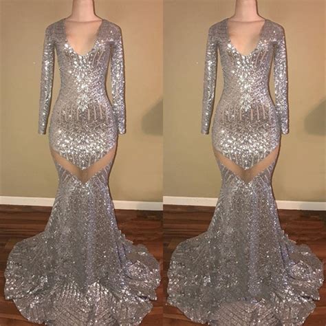 Shiny Mermaid Prom Dresses Long Sleeves Sequin Evening Gown · Mychicdress · Online Store