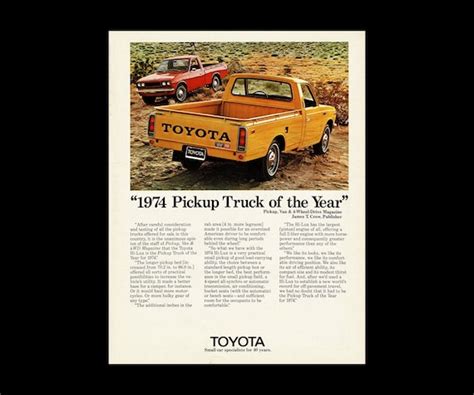 1974 Toyota Pick Up Truck Original Retro Magazine Ad Etsy