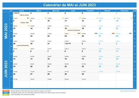 Calendrier Mai Et Juin 2023 à Imprimer