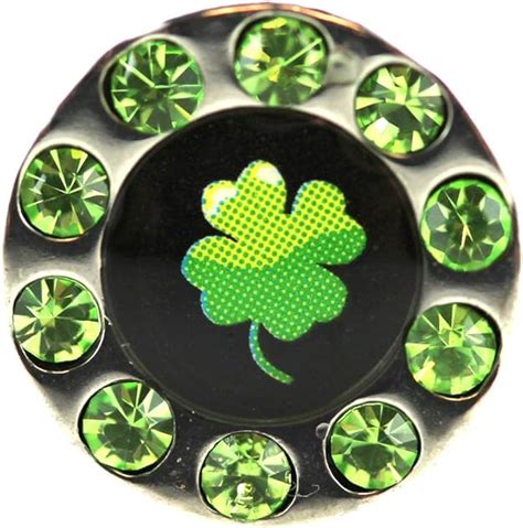 Four Leaf Clover Tongue Piercing Green Rhinestone Stainless