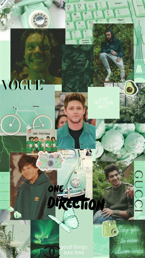 One Direction Green Aesthetic Photo Collage Kit Uk