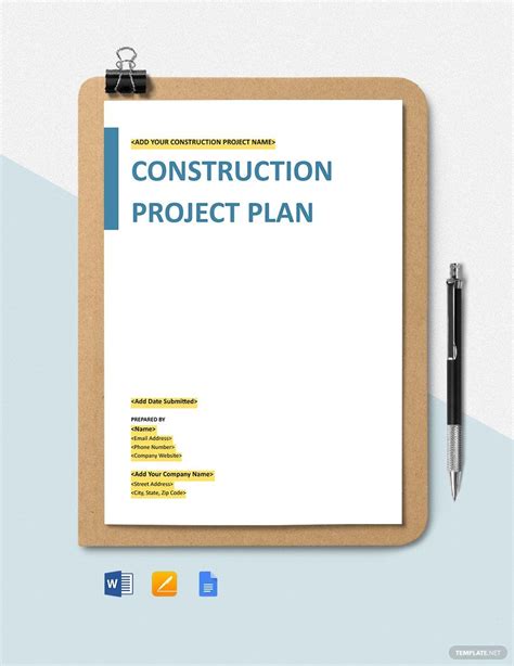 Construction Plan Templates Documents Design Free Download