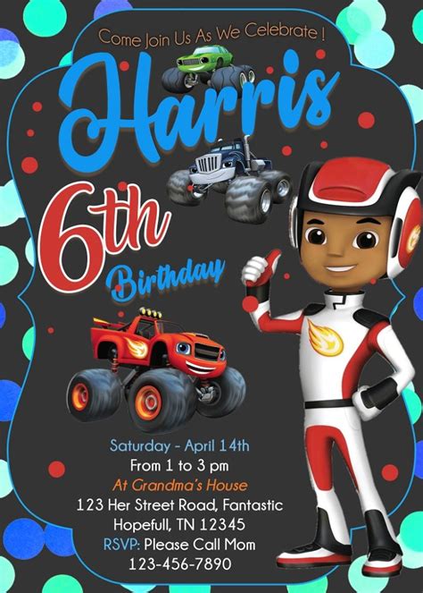 Add this game to your web page. Blaze and the Monster Machines Birthday Invitation ...