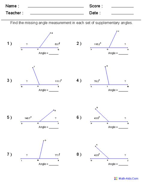 Angles Worksheet For Grade 5