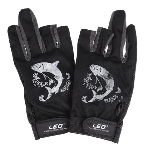 Leo 1 Pair 3 Fingerless Fishing Gloves Breathable Quick Drying Slip